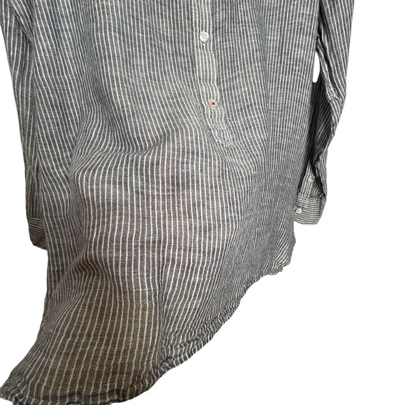 Lucky Brand Linen Blend Striped Tunic Top w/Collar Sz M - Picture 10 of 13